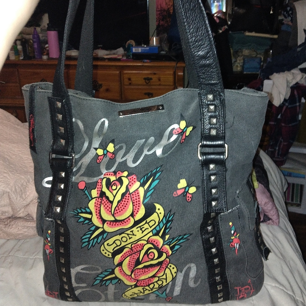 Ed Hardy Vintage 2000s Black Tote Bag